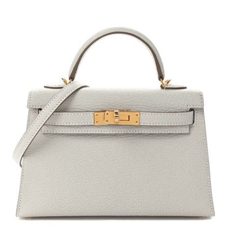 HERMES Chevre Mysore Mini Kelly Sellier 20 Mushroom